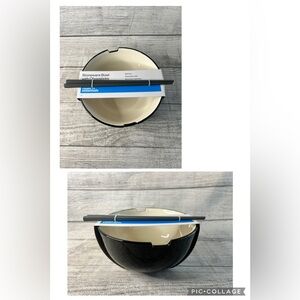 Elegant Black and Cream Stoneware Bowl for Ramen Noodles with Chopsticks